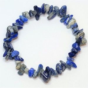 Lapis Lazuli Stretch Bracelet 5-8mm chip natural stone includes felt pouch-CB01